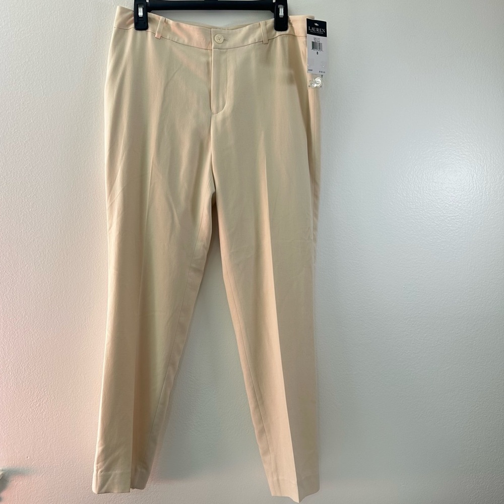 NWT Ralph Lauren Vintage Silk Linen Blend Trouser Pants Womens Size 8 Cream - Picture 2 of 9